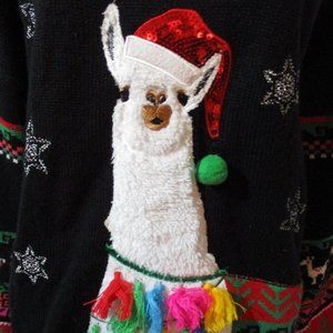 Llama christmas sales sweater with tassels